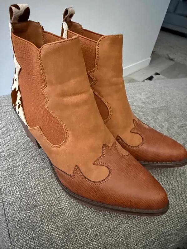 Buckle Pierre Dumas Wilder Ankle Boot Brown Cowhide Accent Western Boots Size 7 - Image 7