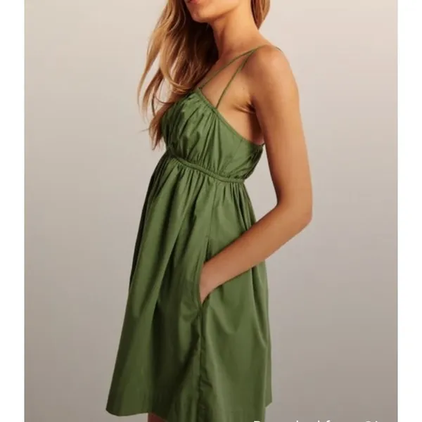 Abercrombie & Fitch Mini Dress Women Green Strappy Empire Waist Boho Feminine M - Image 6
