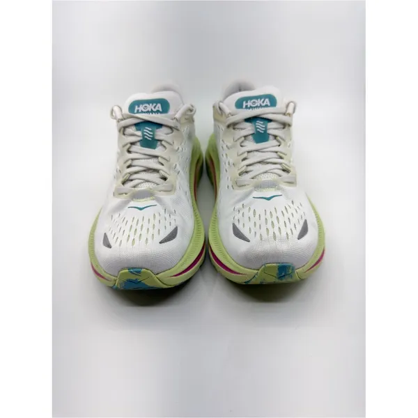 Hoka Womens 8 White Kawana Running Shoes Sneakers Teal Pink Lime Green - Image 2