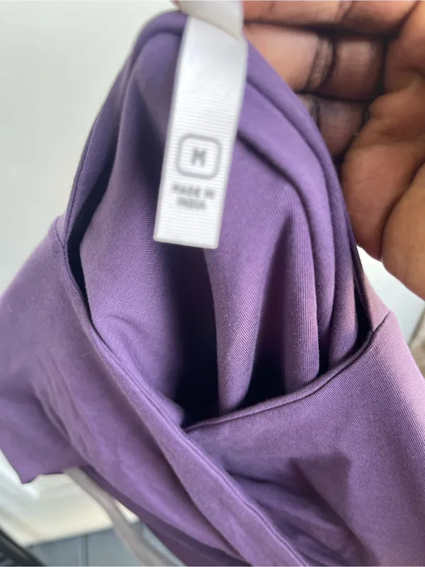 PACT women’s midi dress size M light purple color with criss cross keyhole - Image 6