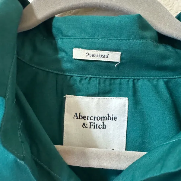 Abercrombie & Fitch Oversized Green Button Down Shirt Women S - Image 4