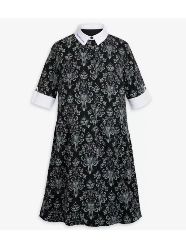 NWT Disney The Haunted Mansion Wallpaper Glow in the Dark Shirt Dress S - Image 5