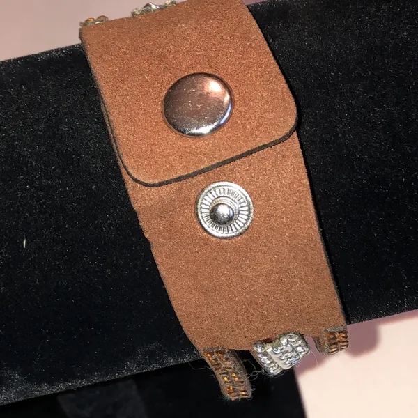 Sparkling Triple Row Wrap Bracelet Amber and Silver Tones Orange - Image 3