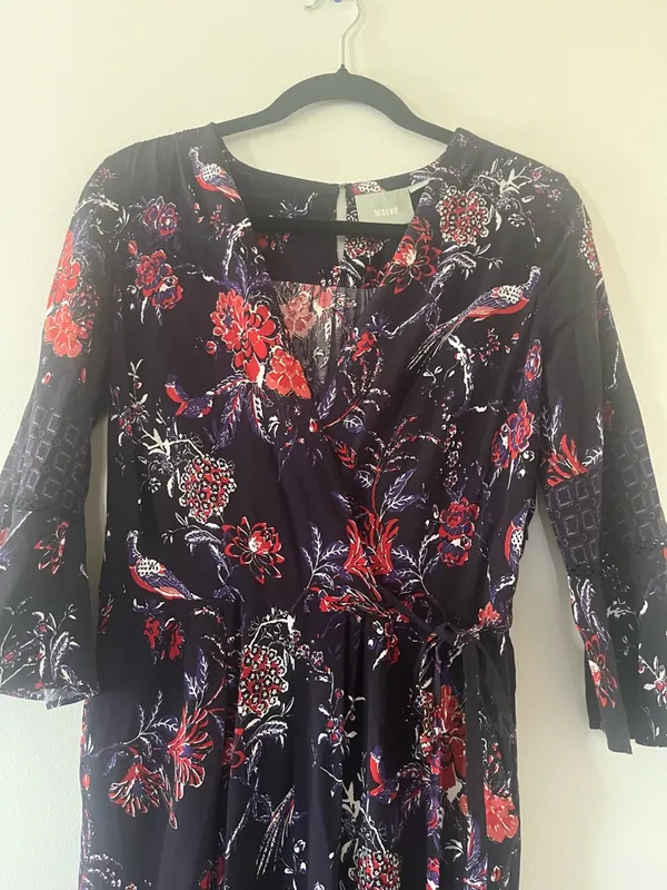 Anthropologie Maeve Floral Boho Jumpsuit 4 Purple Red Artsy Romantic Going Out - Image 3