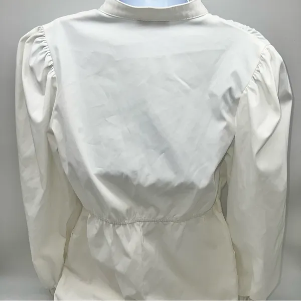 Rêveuse White Long Sleeve Romper Cuffed Shorts w/Tassel End Rope Belt-Size M - Image 4