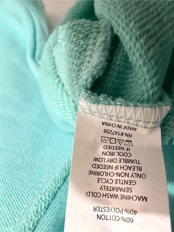 Simply Southern Aqua Cropped Hoodie M Raw Hem V Neck Coastal Beach Pullover - Image 4