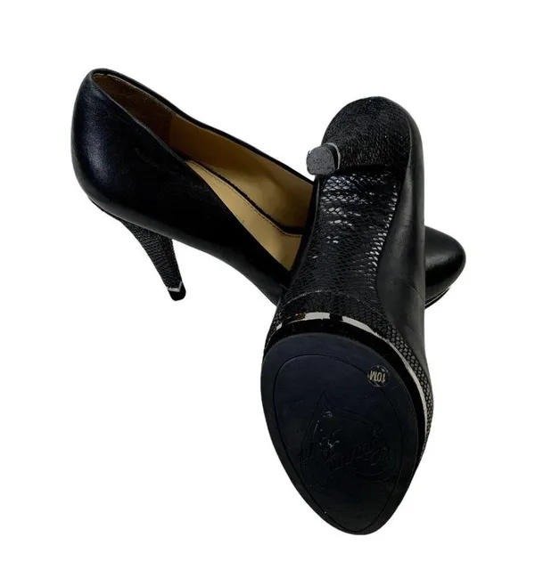 Gianni Bini Women's Black Heels with Silver Lining - Image 2