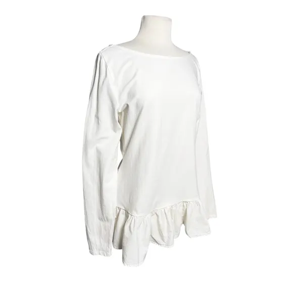 ANTHROPOLOGIE MAEVE Women’s White Long Sleeve Ruffle Hem Knit Top - Image 4