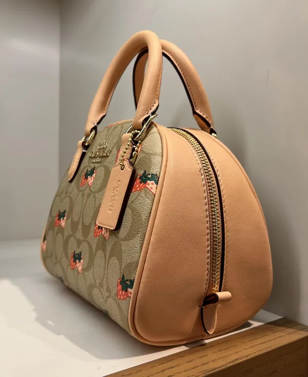 coach Sydney Satchel In Signature Canvas With Strawberry Print CB596 NWT - Image 2