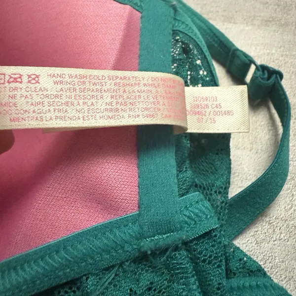 Victoria's Secret‎ PINK Green Lace Bralette Lightly Lined Stretch Size M EUC - Image 7