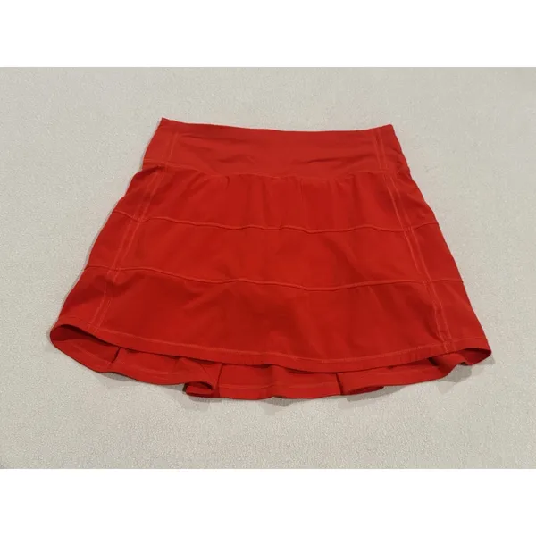 LULULEMON Pace Rival Mid-Rise Skirt Skort Vibrant Red Size 2 RARE EXCELLENT - Image 3