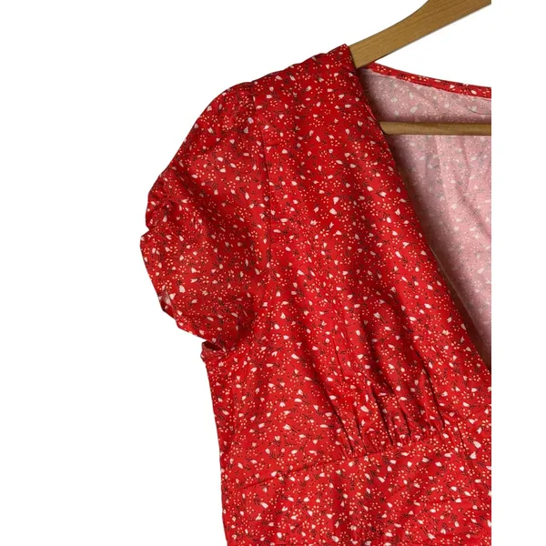 Princess Polly Mini Dress Women 10 Red Floral Puff Sleeve Bohemian Cottagecore - Image 5