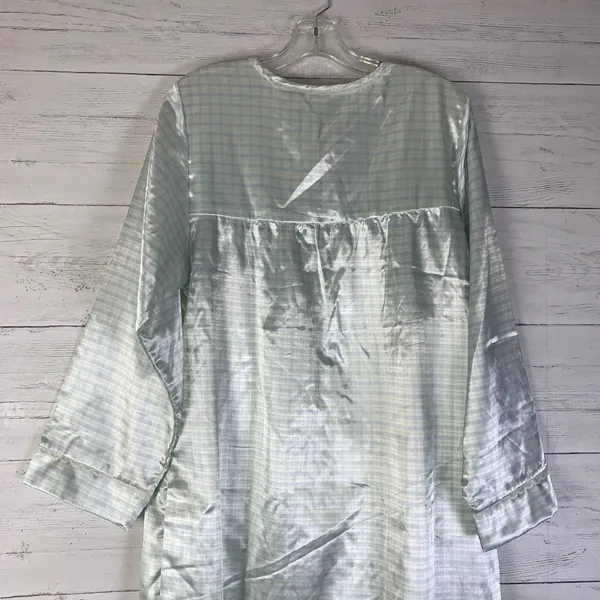 Vintage Jacklyn Smith Intimates Satin white/blue Robe Gown Embroidered NWT - Image 5