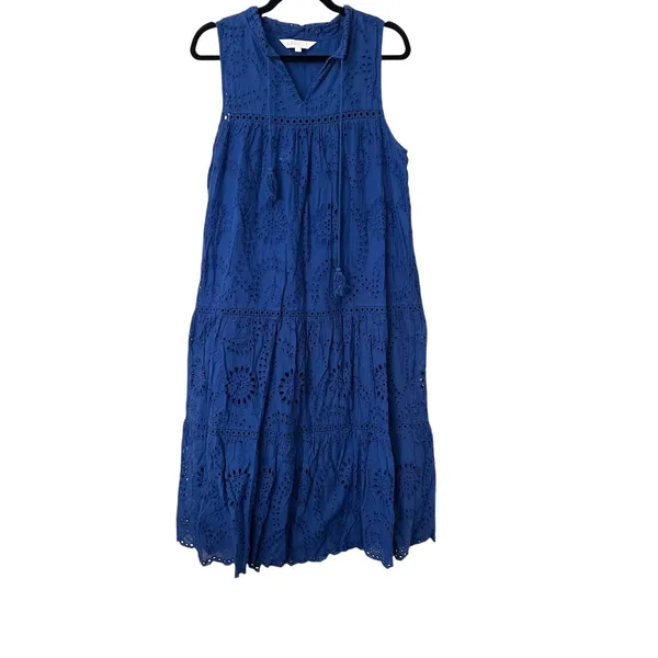 APRICOT Tassel Broderie Midi Dress Blue Sz‎ 8 - Image 2