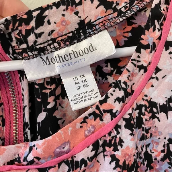 Motherhood Maternity pink floral top ruched vintage single‎ stitch women’s shirt - Image 3