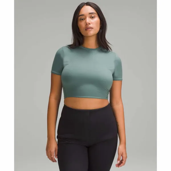 Lululemon Crewneck Cropped T-Shirt in Medium Forest - Image 2