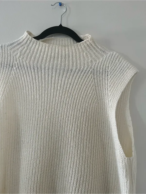 Lauren Ralph Lauren Ivory White Ribbed Sweater Mini Dress Large Quiet Luxury - Image 3