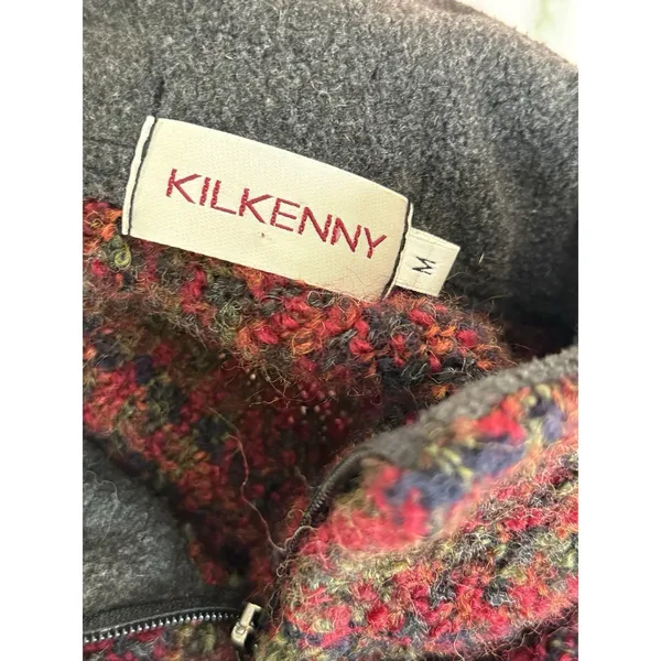 Kilkenny M‎ Wool Tweed Short Sweater Jacket Plaid Full Zip - Image 3