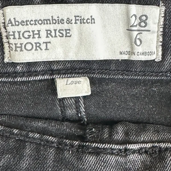 Abercrombie & Fitch Denim Shorts Womens 6 Black Distressed High Rise Grunge Punk - Image 5