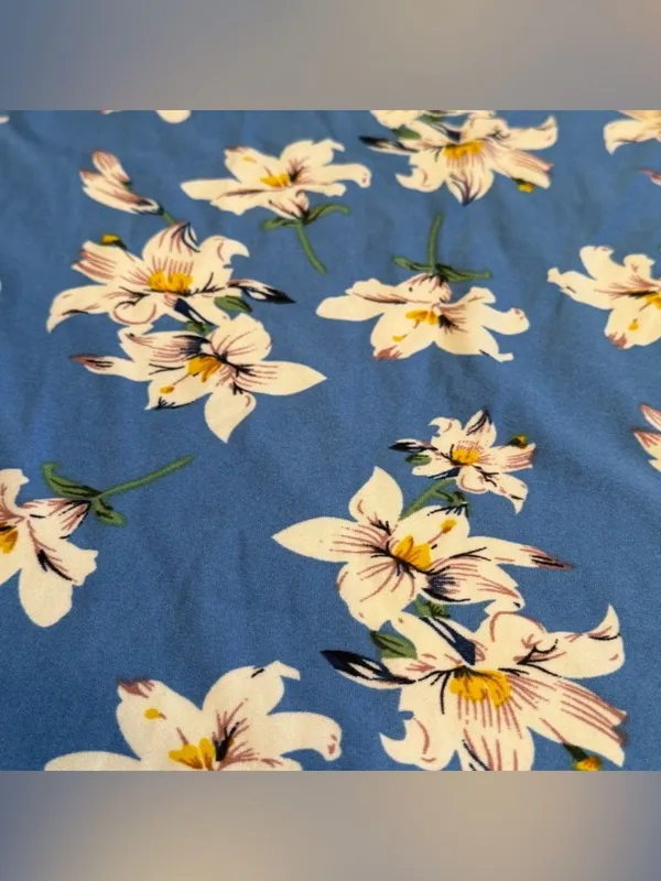 Liz & Lilli Women’s Blue Floral Print Round Neck Short Sleeve Shirt Size XL - Image 5