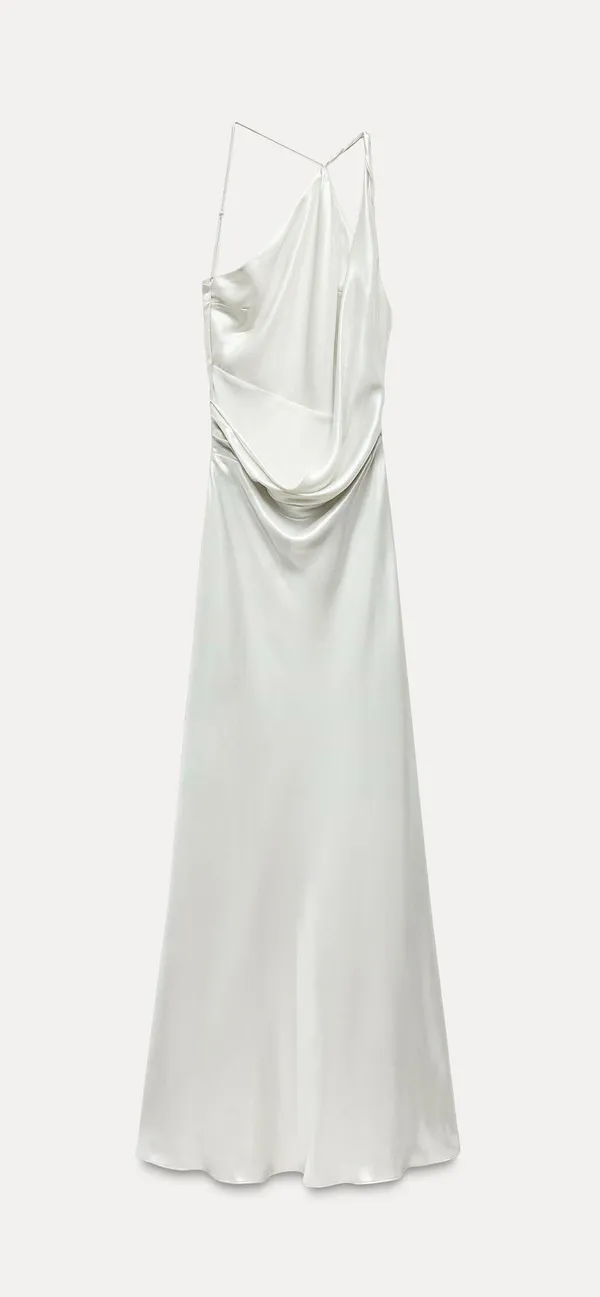 Zara Long Asymmetric Foil Dress - Image 2