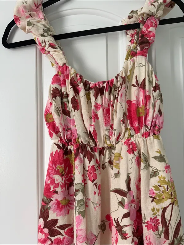 Abercrombie & Fitch Cream Sundress with Pink Floral Print - Image 2