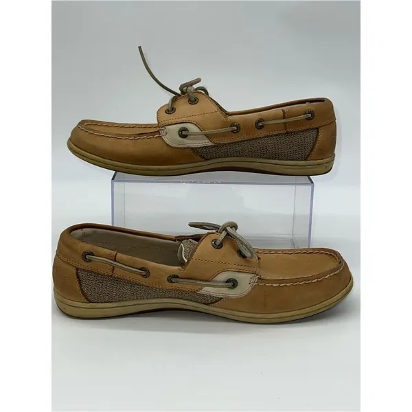 Sperry Women Tan/Beige Boat/Deck/Top Siders Shoes Loafers w/Leather Laces-Size 9 - Image 2