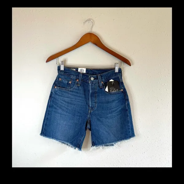 Levi's 501 Mid Thigh High Rise Raw Hem Shorts/Sz:28/NWT - Image 4