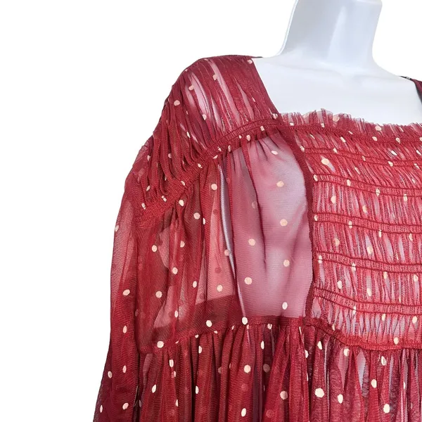 Free People Saya polka dot Sheer Mesh Tulle Baby doll Dress Size S - Image 9