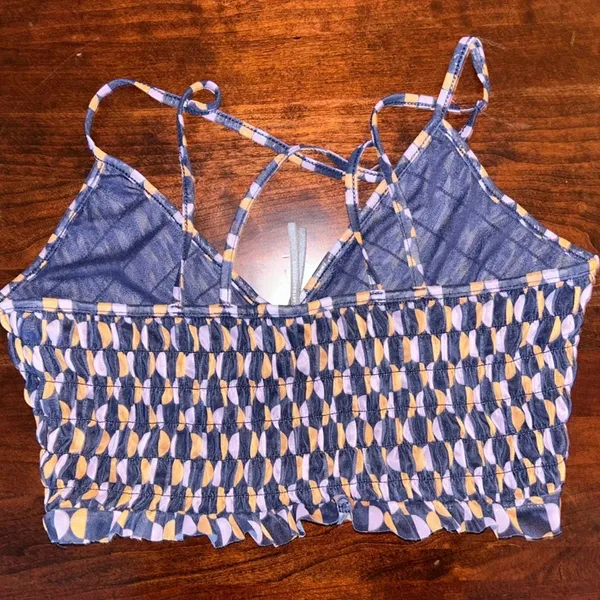 By Anthropologie Geo Pattern Cropped Ruffle Strappy Tank Top - Image 2