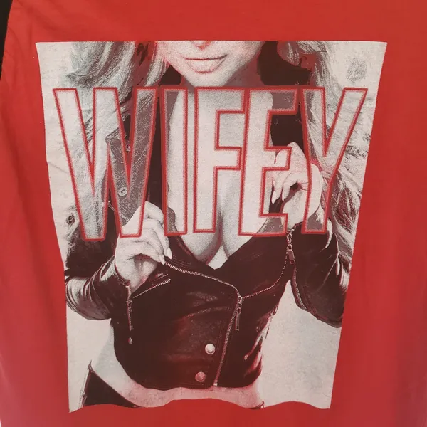 Take That Wifey Graphic Raglan Womens Tshirt Sz M Y2K Grunge Concert Street Red - Image 4