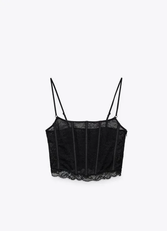 NWT Black Lace Corset Top - Image 6