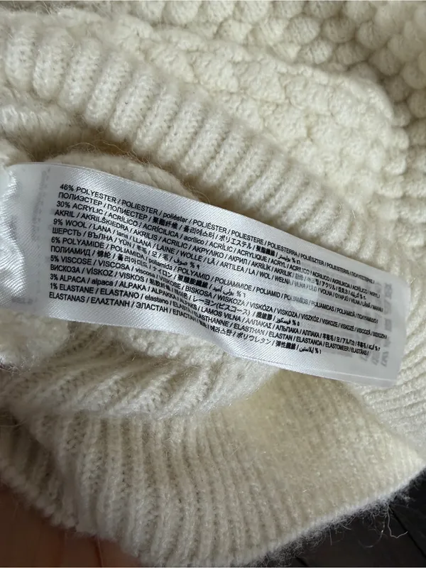 Mango Cream Textured Thick Crewneck Sweater Small - Image 7