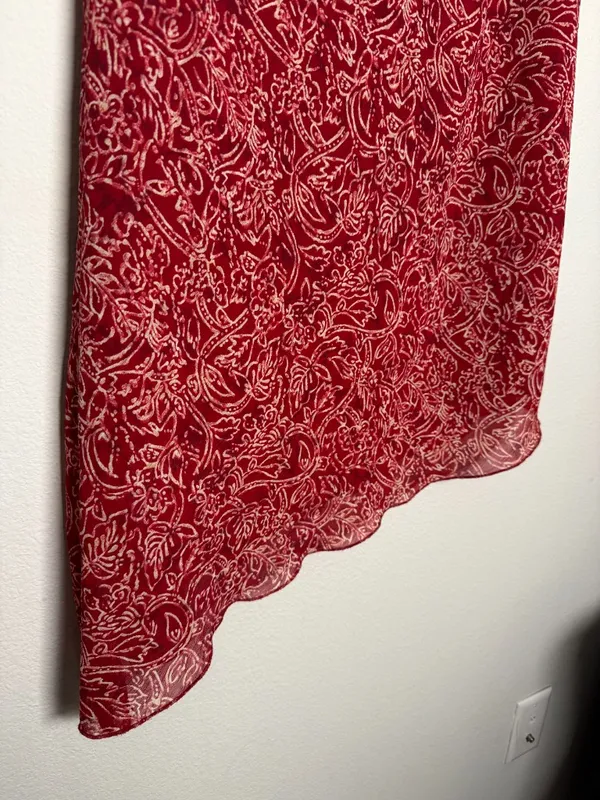 vintage 2000s Red Skirt Floral Print - Image 3