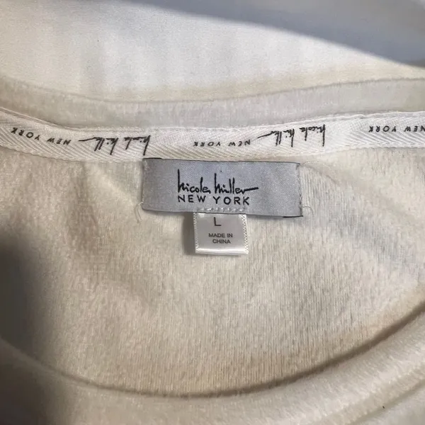 Nicole Miller Cozy Tie-Dye Loungewear Set Beige Cream Sweatshirt & Joggers Two-L - Image 8