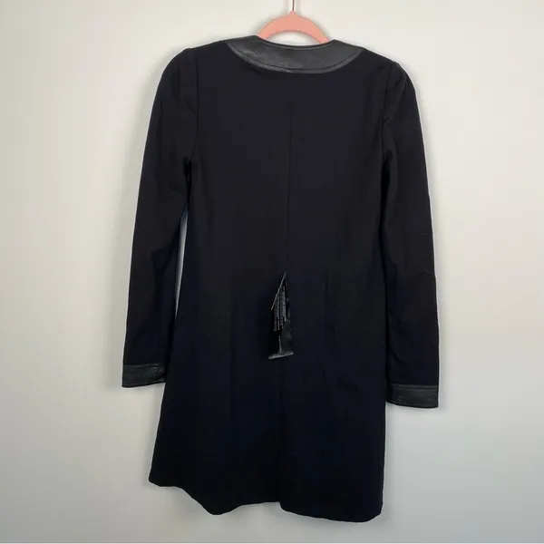 NWT BCBGMAXAZRIA Faux Leather Bib Mini Dress Black XXS - Image 7