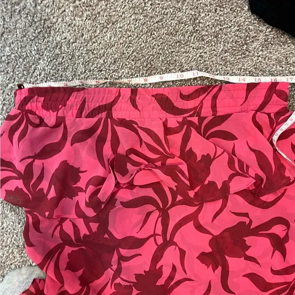 MISA Los Angeles Kalani Skirt Graphic Floral Pink Red Midi Skirt Small - Image 8
