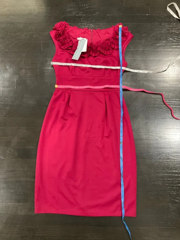 Nwt London‎ Times Maroon Rosette Dress - Image 7