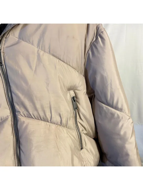 ZARA Beige Hooded Puffer Jacket Size S - Image 3