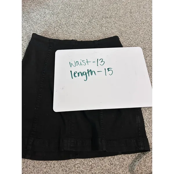 Free People Black Denim Mini Skirt High Waisted Seamed Back Zip Size 4 - Image 4