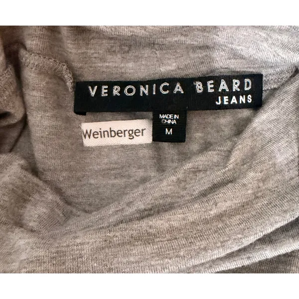 Veronica Beard Medium Grey Ruched Turtleneck Dolman Midi Dress - Image 6