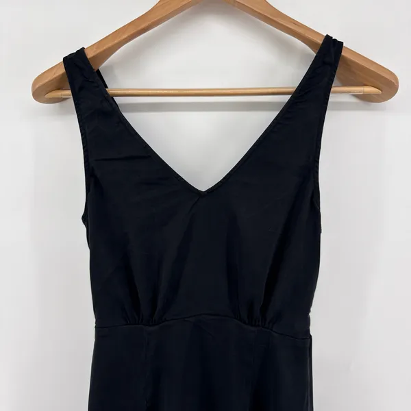 & Other Stories Paris‎ Atelier Black Lyocell Surplice Front Midi Dress Size 2 - Image 5