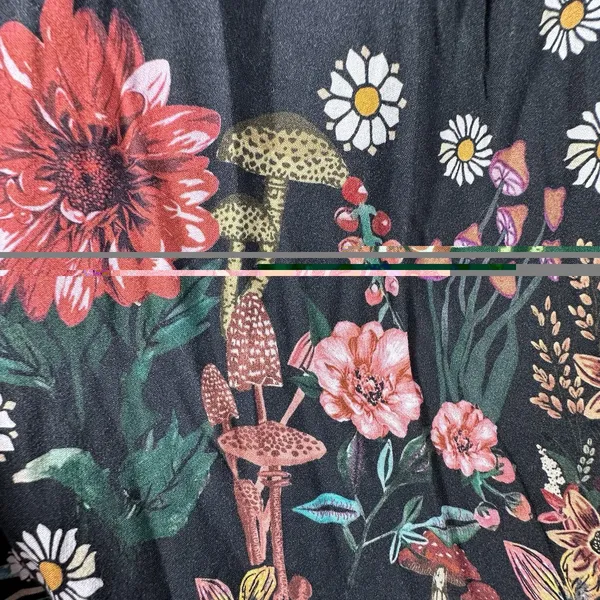 Natural Life Top Womens XL Maribel Mushroom Print Hippie Boho Black Floral Tunic - Image 13