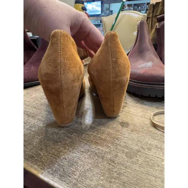 Jeffrey Campbell colorblock suede T-strap wedge shoes Retro Size 6 - Image 5