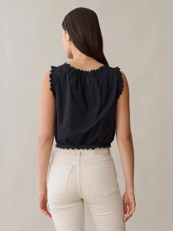 NWT Few Moda Shelby Cotton top size Medium M Black eyelet embroidered Sorella - Image 3