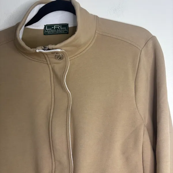 Lauren Active Ralph‎ Lauren Women's Jacket Full Zip Mock Neck Tan M - Image 3