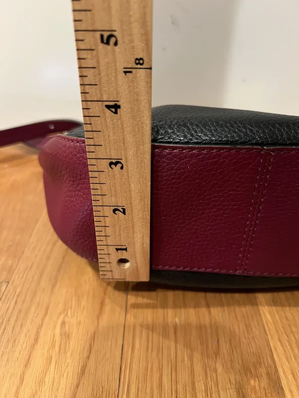 Kate Spade Crossbody Bag Womens Medium Colorblock Black Burgundy White Leather - Image 8
