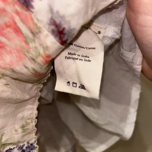 Loveshackfancy Pink and Floral Cotton Patchwork Natasha Ruffle Mini Dress medium - Image 7