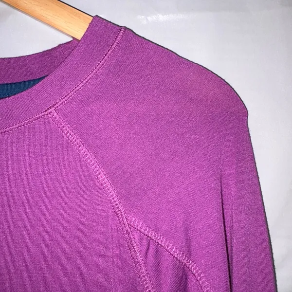 Free Fly Womens Bamboo Performance Long Sleeve Top Purple Raglan Thumbhole Small - Image 5