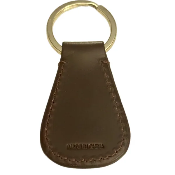 Dooney & Bourke Dark Brown Leather Crest Logo‎ Keychain Fob Gold Tone Ring - Image 2